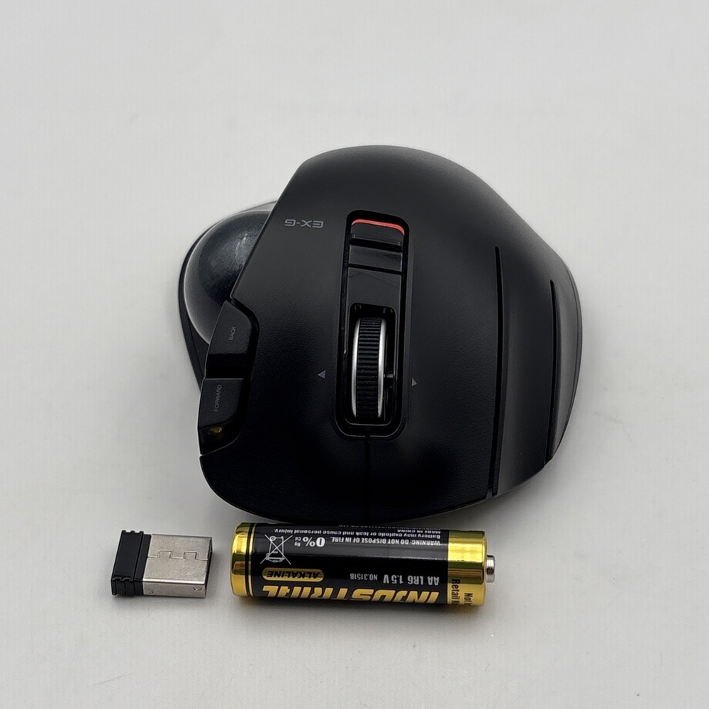ELECOM EX-G Left-Hand Wireless Trackball Mouse Black M-XT4DRBK w/ USB Receiver